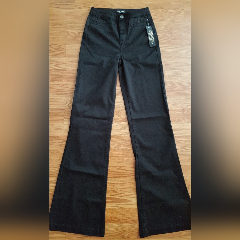 Bebe clean sateen flare pants